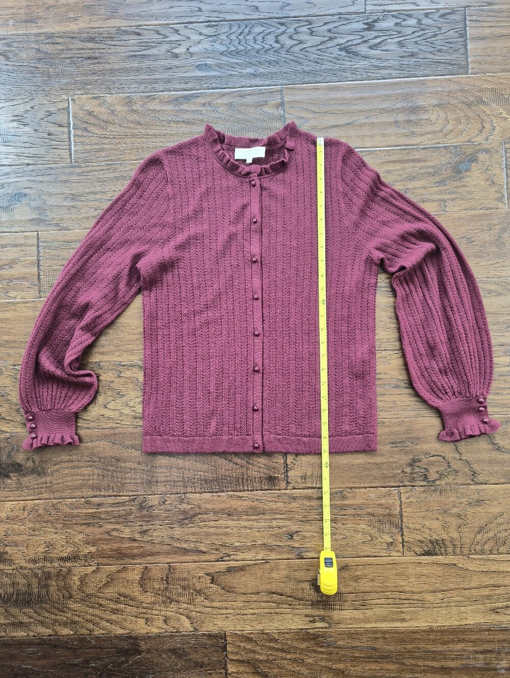 [Sezane] NWOT Louis Cardigan In Burgundy, Size M, 100% Merino Wool - Picture 4 of 11